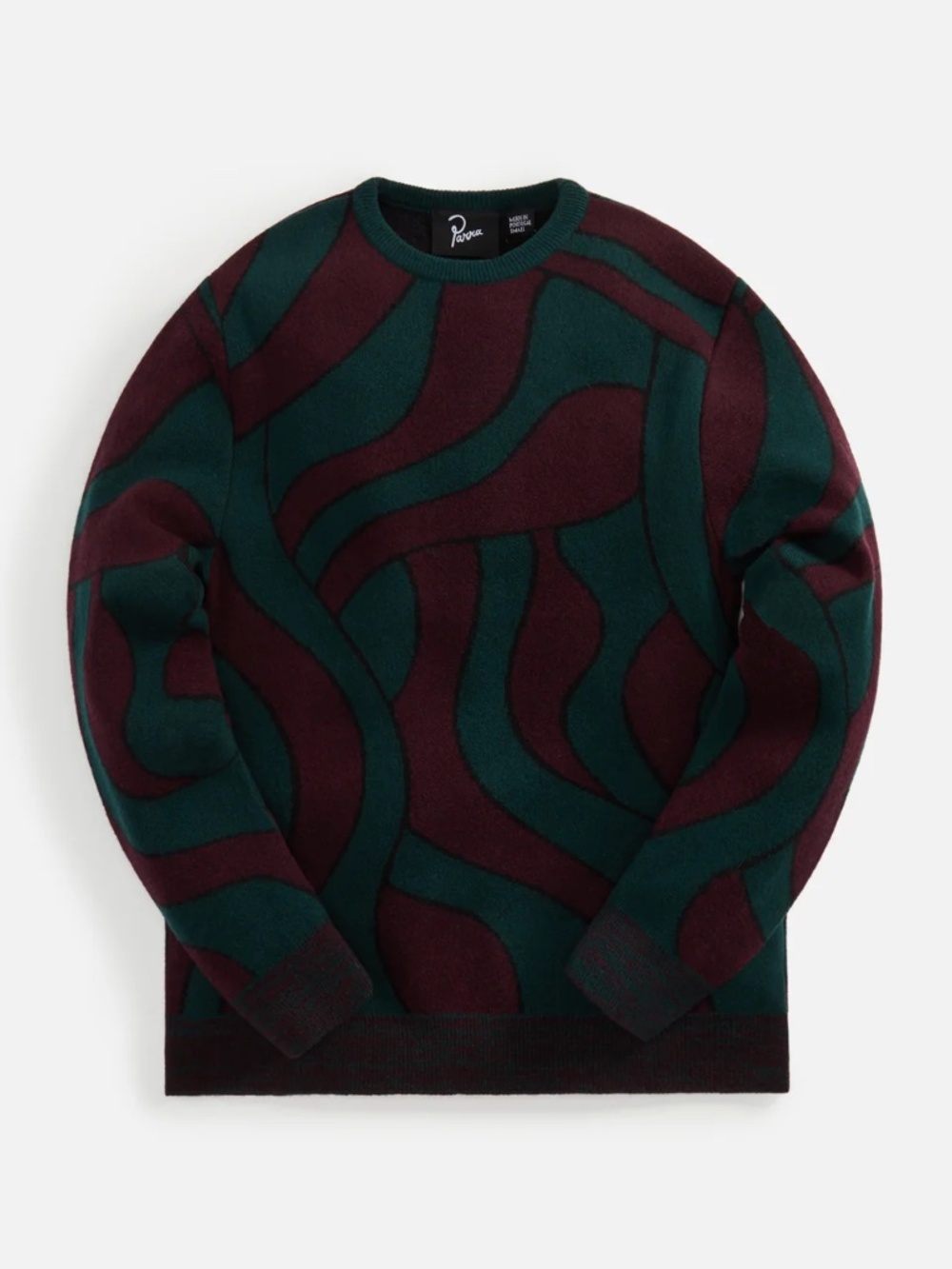 By Parra Distorted Waves Knitted Pullover - Pine Green, Large